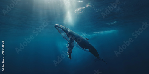 Whale in the deep ocean © Mykhaylo