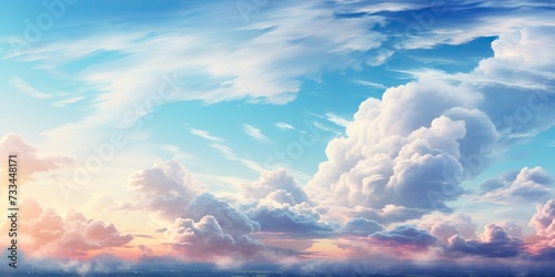 Ligh open air sky with fluffy clouds decoration