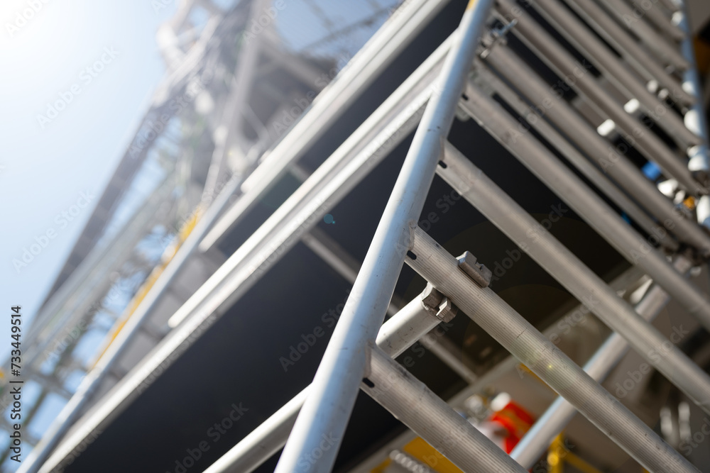 foldable aluminum scaffolding - entrance high on the construction site