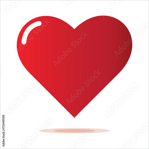 Red heart with shine isolated on white background, trendy vector illustration icon flat design. I love you symbol. Happy Valentine's Day. Healt care concept sign vector. Love and romance sign. 