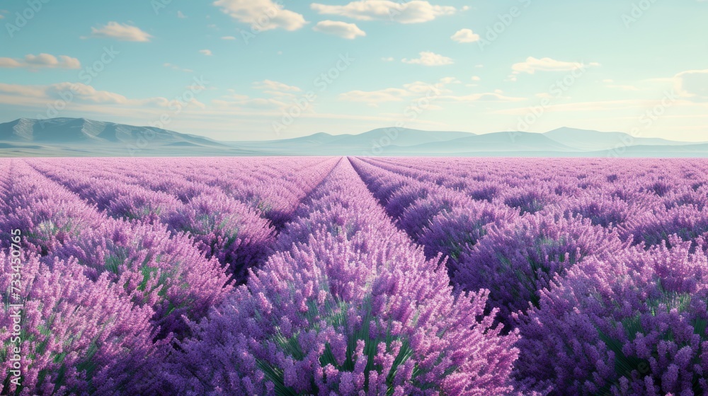 Naklejka premium Lavender Field in Full Bloom