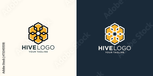 Hexagon Honey Comb Logo Template Design Vector, Emblem, Honey Design Concept, Creative Symbol,