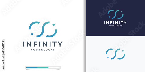 geometric simple infinity logo line art style. loop inspiration design vector illustration