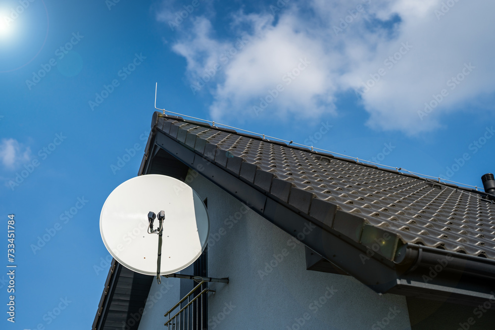 outdoor satellite dish - signal - single-family house