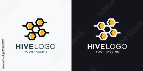 minimalist abstract line style bee honey logo inspiration.