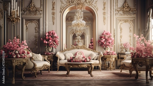 Lavish Legacy  Opulent Baroque Living Room with Dramatic Flair