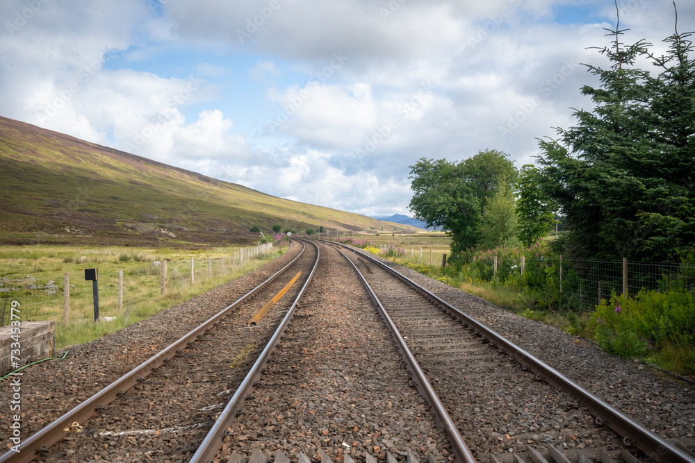 Two rail tracks in the countryside. High quality photo