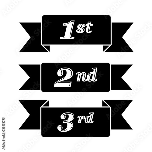 Set of winners ribbons in first, second and third place in vector