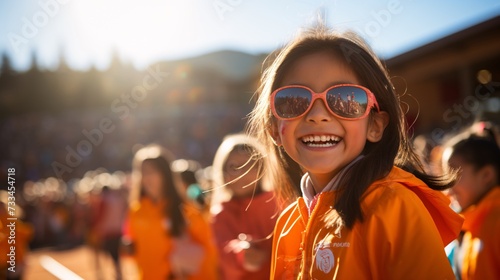 a girl wearing sunglasses and smiling