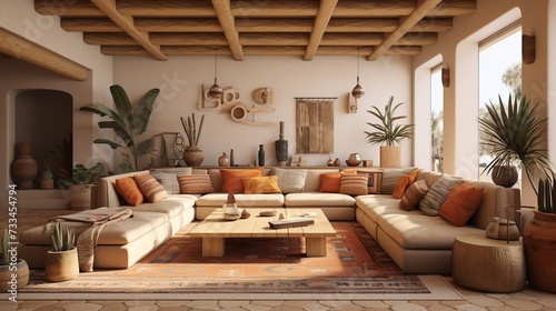 Desert Chic: Southwest Inspired Living Room with Earthy Tones and Textures