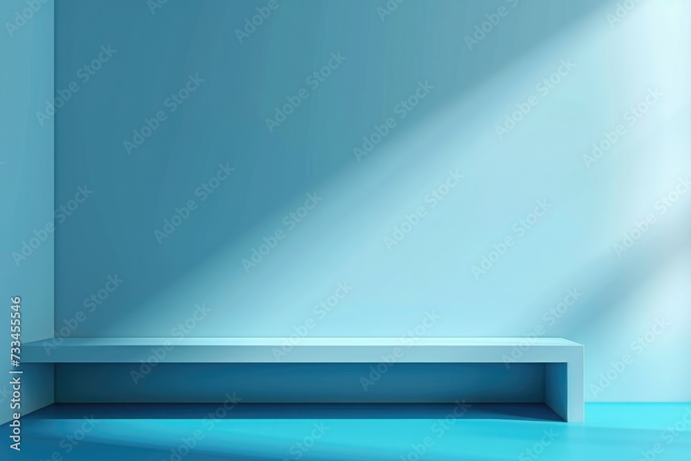 Obraz premium Background Blue Wall Studio with Shadow and Light Reflection Surface
