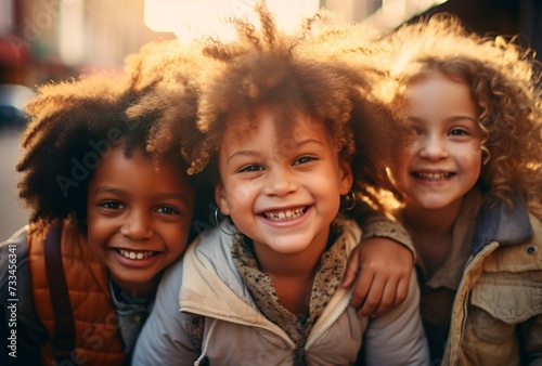 a group of children smiling photo