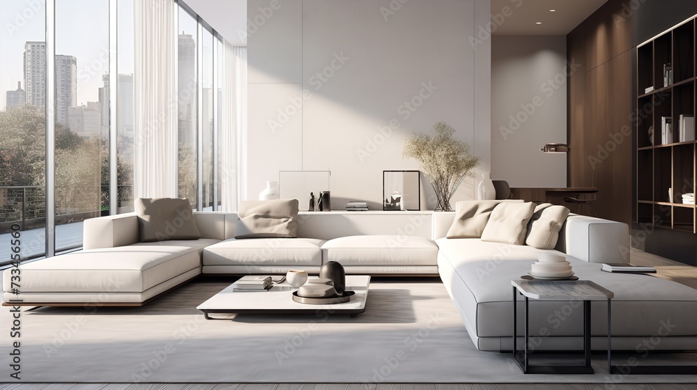 Sleek Urban Minimalism: Chic Living Room with Simplified Elegance Sleek Urban Minimalism: Chic Living Room with Simplified Elegance