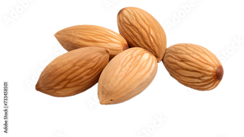 closeup peeled almonds isolated on transparent background