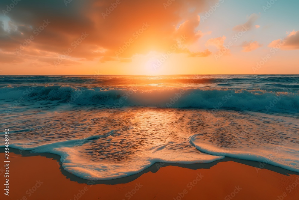 the sun is setting over the ocean waves