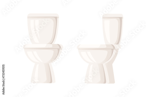 White ceramic toilet bowl vector illustration isolated on white background