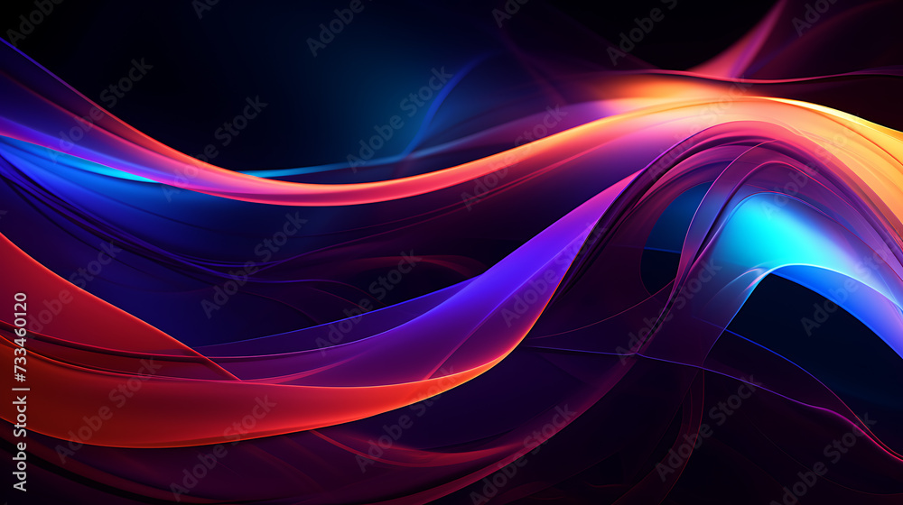 Waves of neon light pulsating through a dark void, crafting an immersive and dynamic Waves of neon light pulsating through a dark void, crafting an immersive and dynamic