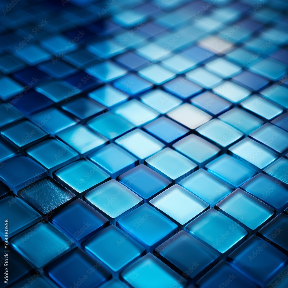 beautiful background of tiled mosaic in blue tones with blur on top. beautiful background of tiled mosaic in blue tones with blur on top.