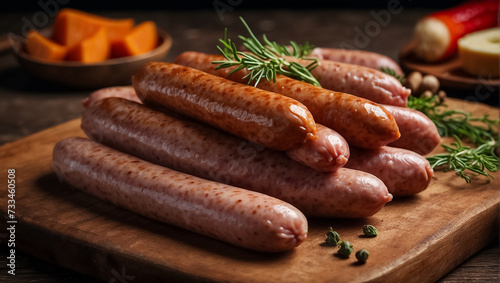 delicious sausages the table