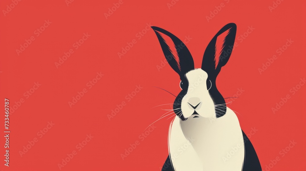 Vivid illustration of a rabbit in minimal style. Animal art. Simple ...