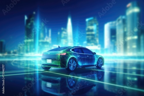 Futuristic EV Concept Hybrid Vehicle Charging on Station