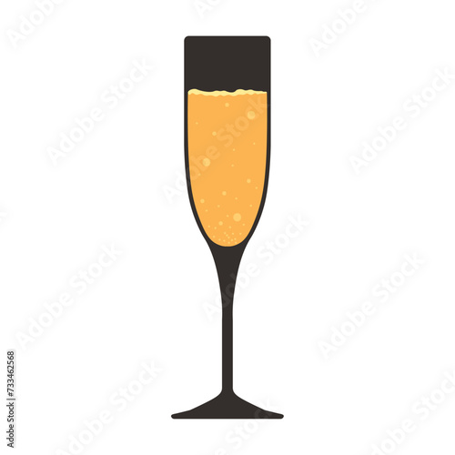 Glass of champagne on white background