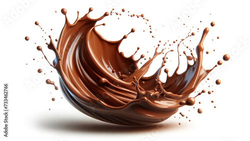 Glossy Chocolate Splash Isolated on White Background
