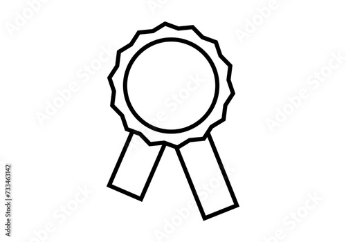 Icono negro de medalla en fondo blanco.