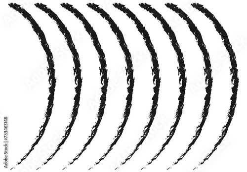 Círculos y ondas concéntricas de trazo negro.