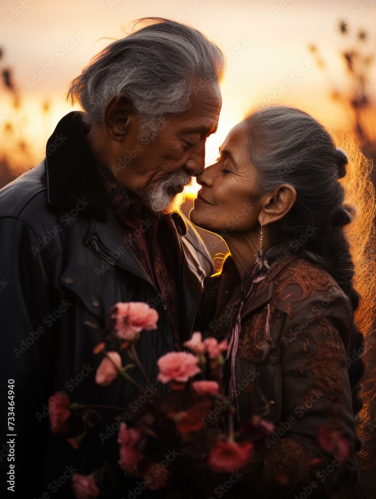 Obraz premium Old lovers, eternal love. The timeless love story of old lovers who have stood the test of time with devotion, affection, and memories
