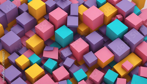 Abstract 3d render, colorful geometric background design