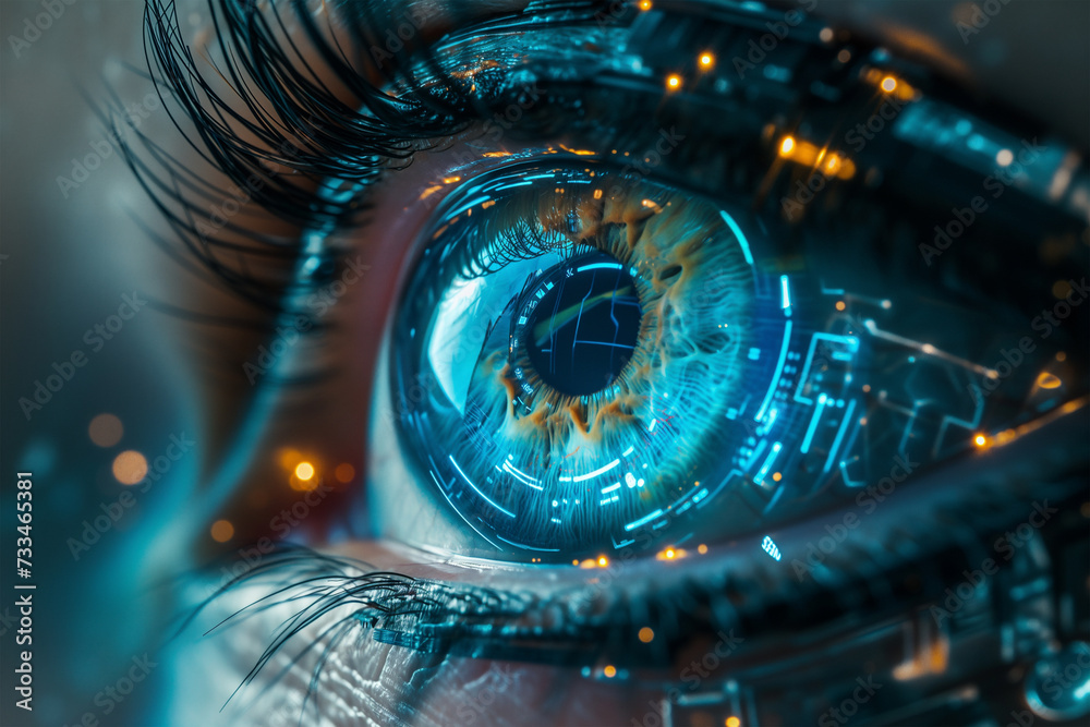 © ADDICTIVE STOCK - Futuristic Digital Eye Close-up with Circuit Patterns Generative AI image © ADDICTIVE STOCK - Futuristic Digital Eye Close-up with Circuit Patterns Generative AI image