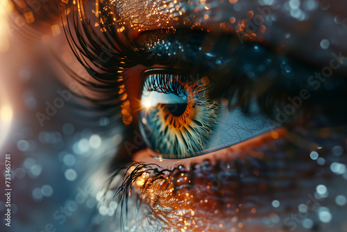 Close-up of a Human Eye with Artistic Lighting Generative AI image photo