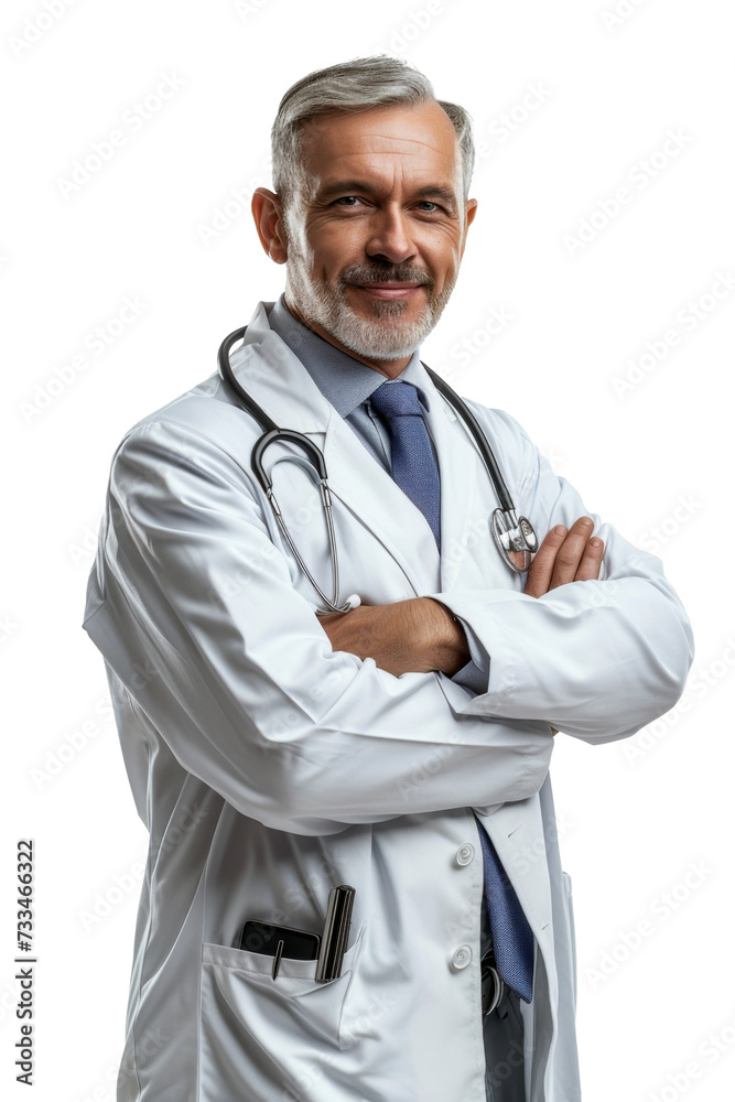 portrait of a friendly smiling male doctor isolated on a transparent background. png