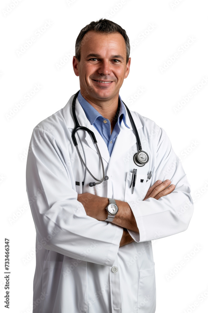 portrait of a friendly smiling male doctor isolated on a transparent background. png portrait of a friendly smiling male doctor isolated on a transparent background. png