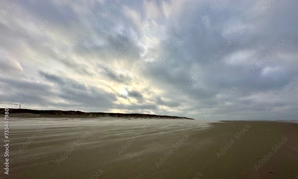 A winter sunset on the beaches of the Nordsee