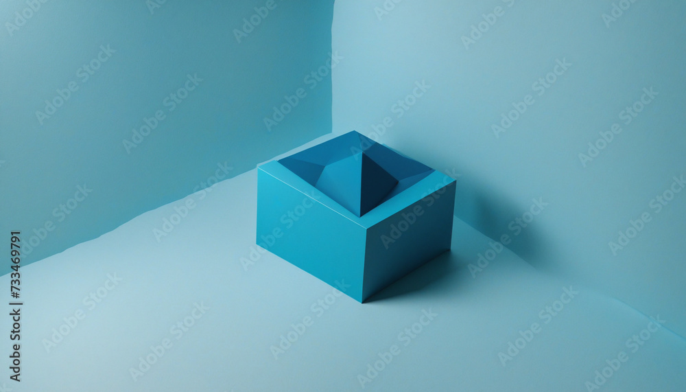 Obraz premium Abstract 3d render, blue geometric background, minimalist design