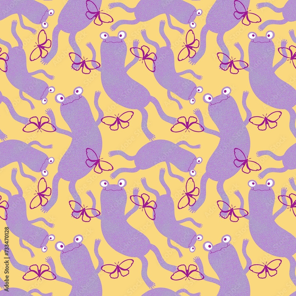 Cartoon animals seamless frogs pattern for wrapping paper and fabrics and kids clothes print and summer Cartoon animals seamless frogs pattern for wrapping paper and fabrics and kids clothes print and summer