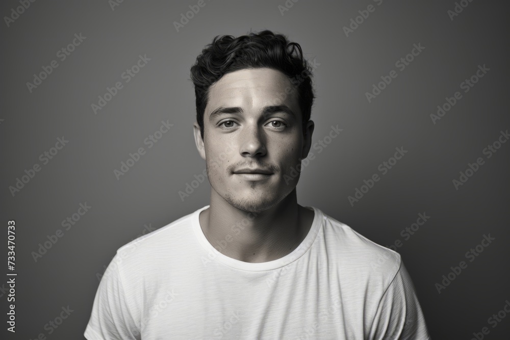 Portrait of a handsome young man in a white t-shirt Portrait of a handsome young man in a white t-shirt