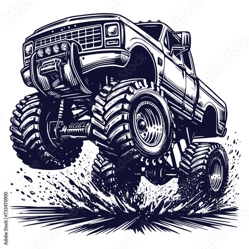 illustration of a big foot car