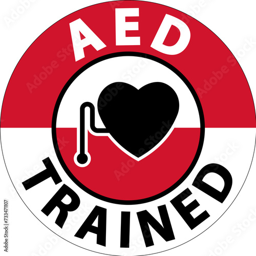 Emergency AED Trained Sign, Heart with AED