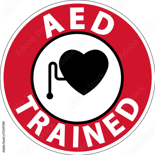 Emergency AED Trained Sign, Heart with AED