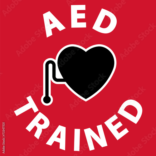 Emergency AED Trained Sign, Heart with AED