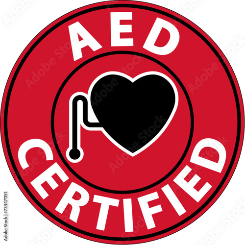 Emergency AED Certified Sign, Heart with AED