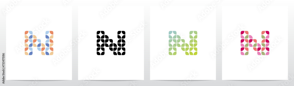 Rounded Squares Star Tiles Letter Logo Design N Rounded Squares Star Tiles Letter Logo Design N