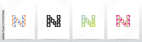 Rounded Squares Star Tiles Letter Logo Design N