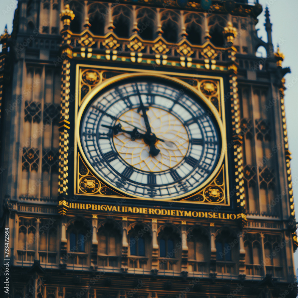Close-up View of Big Ben Clock Face at Dusk Close-up View of Big Ben Clock Face at Dusk