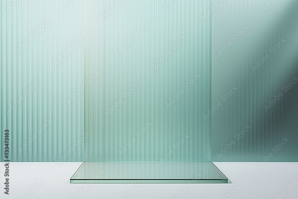laconic background with podium . corrugated glass laconic background with podium . corrugated glass