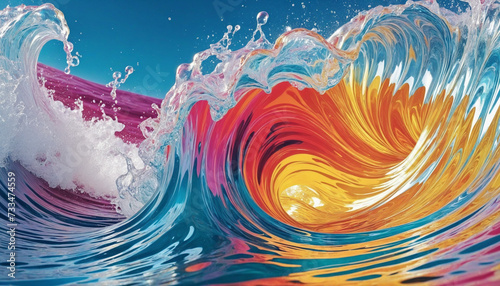 Bright Colorful Wave Fluid with sparkling design background, creative concept of colored water 