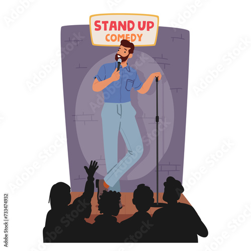 Male Artist Delivers Uproarious Stand-up On Stage, Weaving Witty Observations With Impeccable Timing